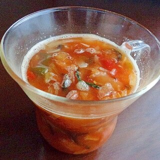 ワンカップで作る。トマトわかめオニオンスープ